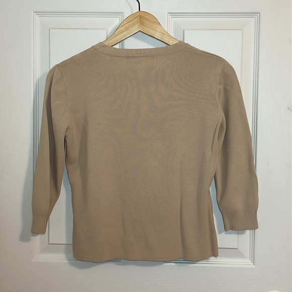 90s Vintage Joseph A. Aesthetic 3/4 sleeve Top, beige, tan, medium - Picture 4 of 4
